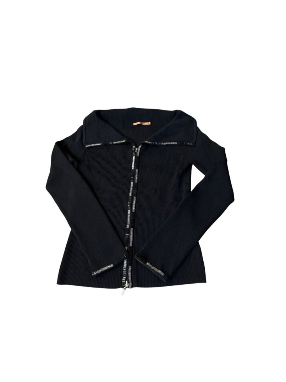 Belldini Black Zip Sweater Womens M Sequin Trim Stretch Used - Picture 3 of 12